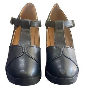 DADAWEN Women’s Black Mary Jane T-Strap Chunky Heel Shoes Size 43/265 RetroGoth